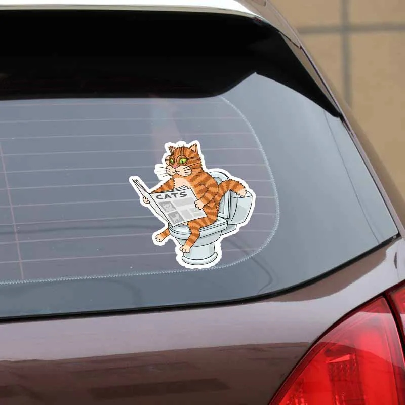 EBdecal Cats sitting on the toilet reading newspapers For Auto Car/Bumper/Window/Wall Decal Sticker Decals DIY Decor CT10200 | Автомобили