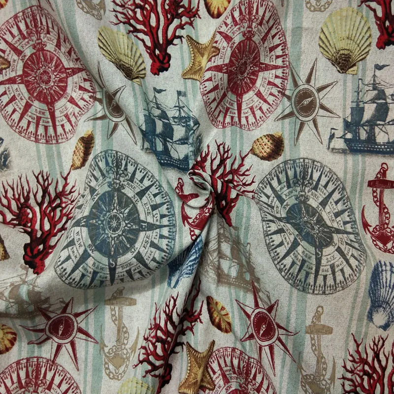 Новинка хлопковая ткань с принтом кораллового ракушки для корабля 50x105 см океана