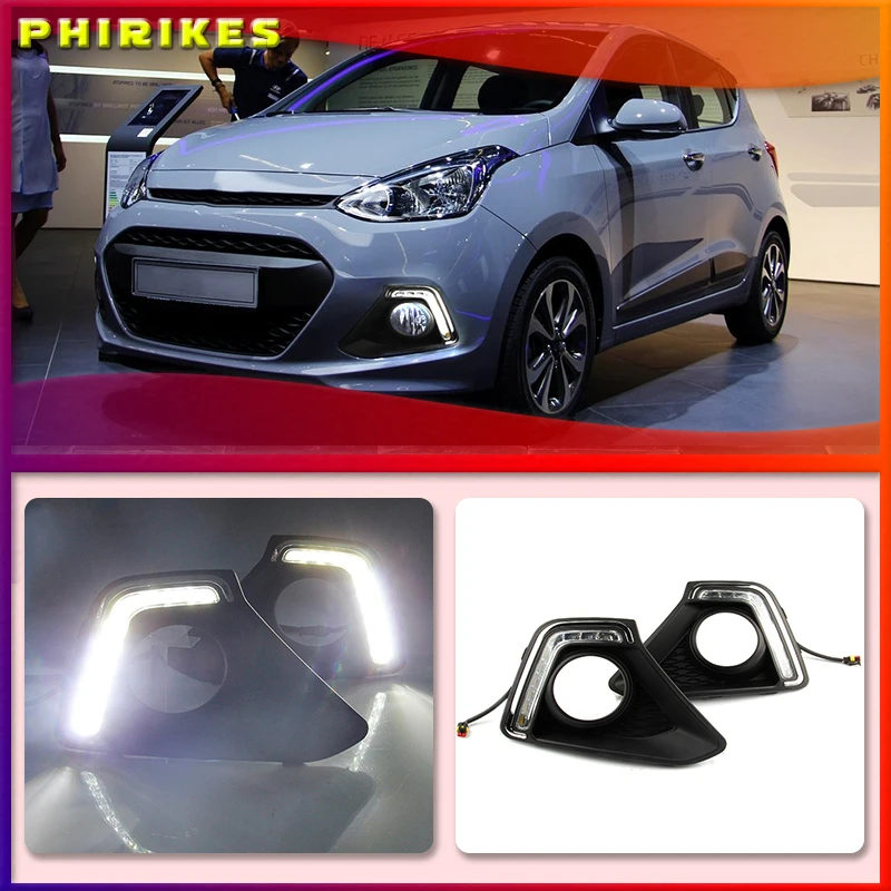 

2pcs Car LED Day Light DRL Daytime Running Light Driving Fog Lamp White For Hyundai I10 2013-2014 Xcent day light