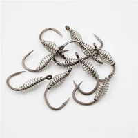 10pcslot spring high carbon steel barbed fish hook 3 15 swivel carp explosion hooks jig fly fishing hook fishing accessories