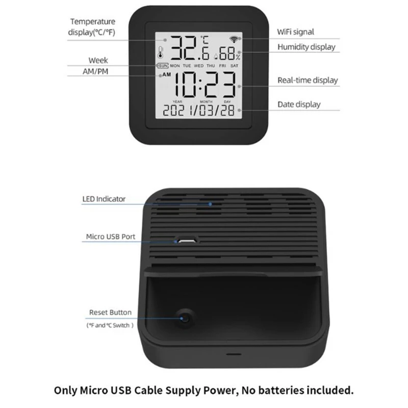 

69HA Smart IR-Remote Control Temperature Humidity Sensor LCD Display WiFi Controller