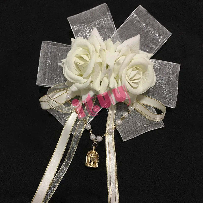 Богиня невесты Лук Кружева Роза KC цепочка из бисера Кулон Готический зажим для