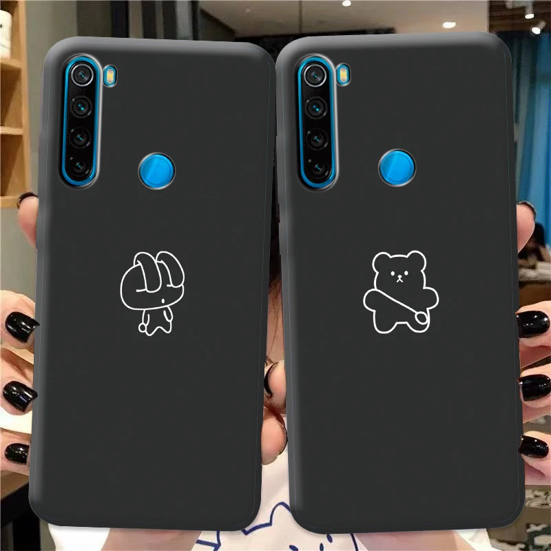 Черный силиконовый милый мультяшный чехол для Redmi Note 8 Pro простой 8A | Мобильные