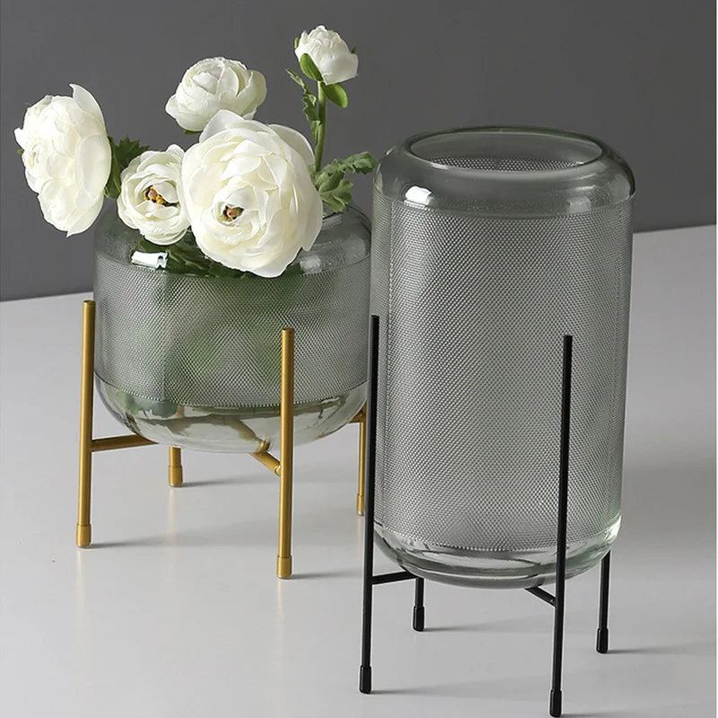 Стеклянная Цветочная ваза с узором в скандинавском стиле плотности