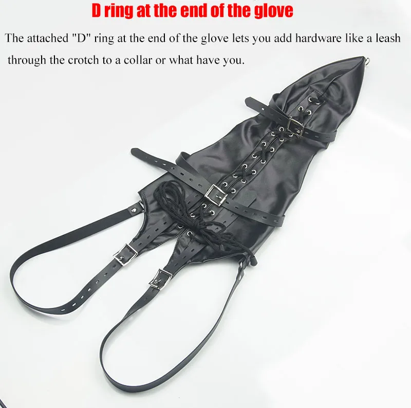 БДСМ с длинным рукавом кожаная прямая куртка перчатка для связывания кружевная и