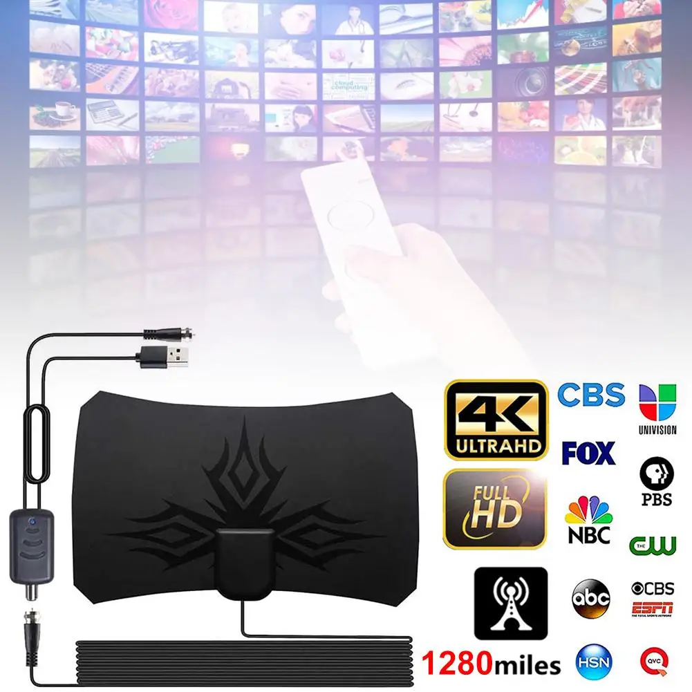 

2020 New 1280 Miles 4K Digital HDTV Antenna 28dB Gain Aerial Indoor Amplified Antenna For Life Local Channels Broadcast