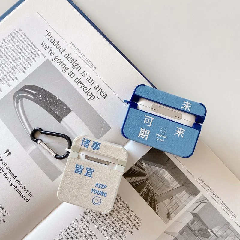 Модный кожаный чехол для наушников AirPods с надписью 2 защитный гарнитуры брелоком |
