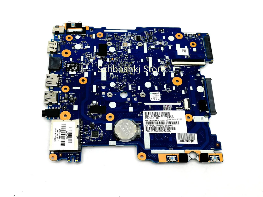 

Free shipping 758647-001 For HP Pavilion 10Z-F 10-F Series Laptop Motherboard with AMD A4-1200 CPU 2G 100% Testing work