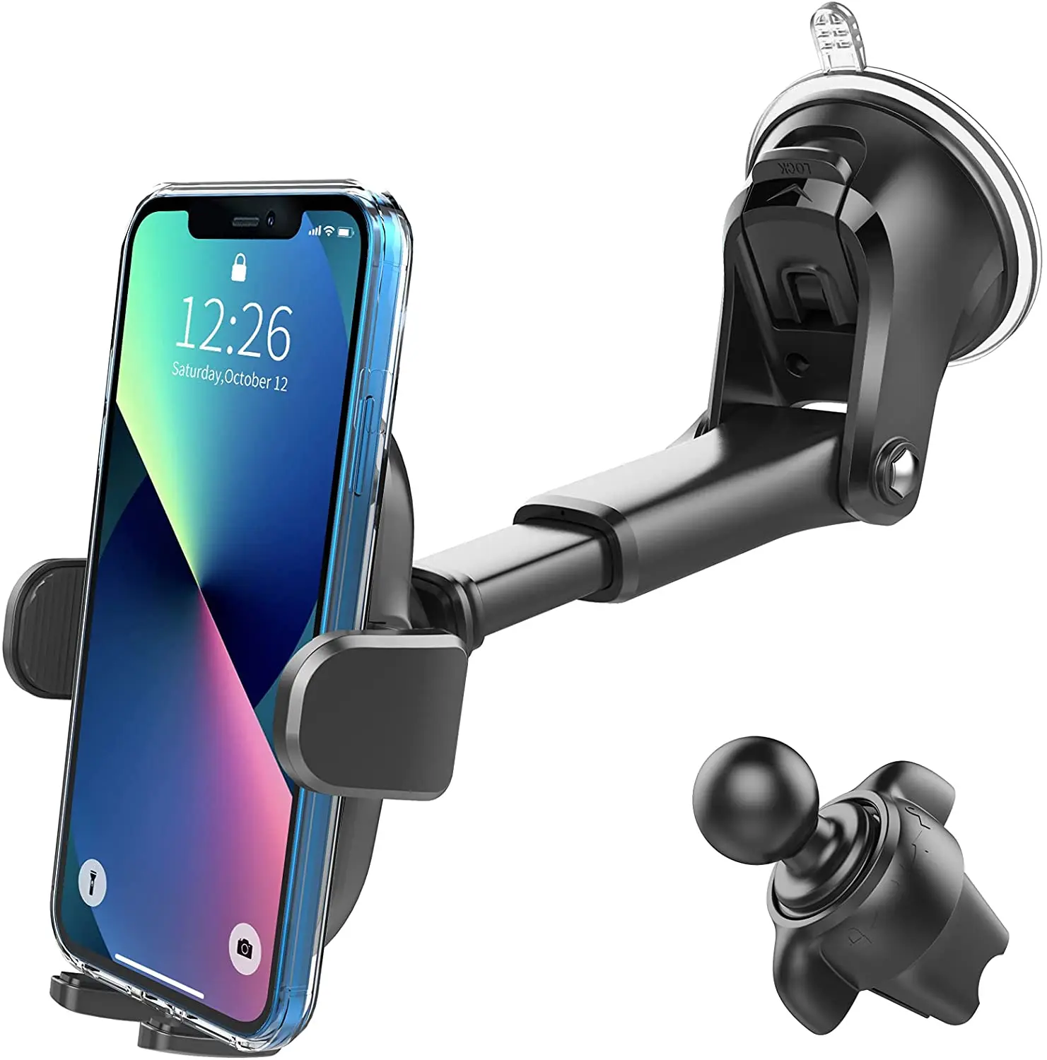 

3-in-1 Suction Cup Phone Holder Windshield/Dashboard/Air Vent, Oqtiq Dashboard & Windshield Suction Cup Car Phone Mount with