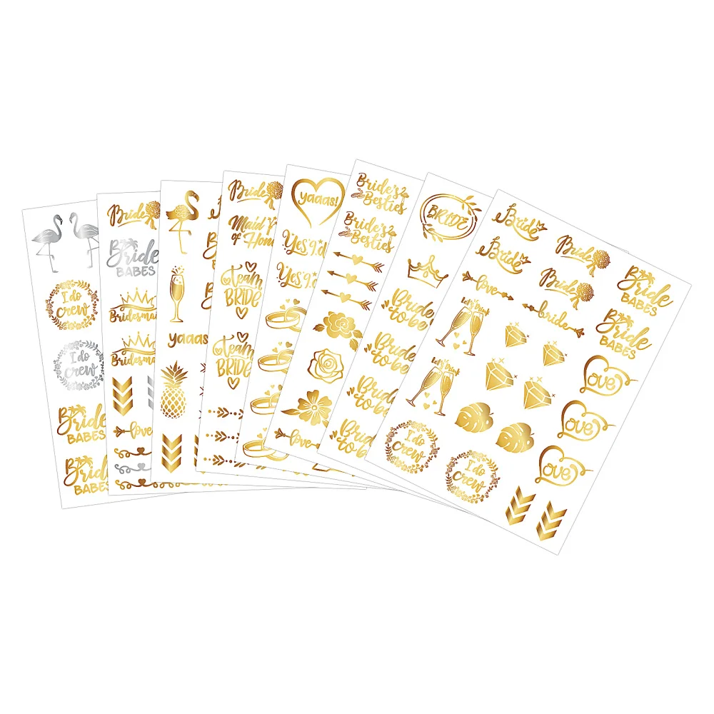 

FRCOLOR 8 Sheets Temporary Tattoos Bachelorette Party Tattoos Bronzing Face & Body Stickers Fake Tattoos Charming T