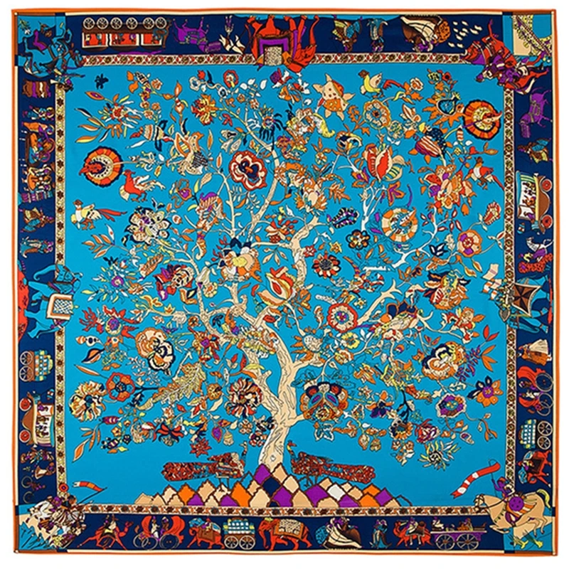 

Платок женский Шелковый квадратный, 2021 х 130 см, мягкий, с принтом