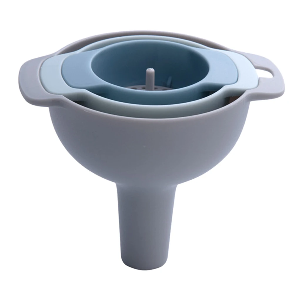 

3x Food Grade Kitchens Funnels Set with Strainer Filter for Powder Oil