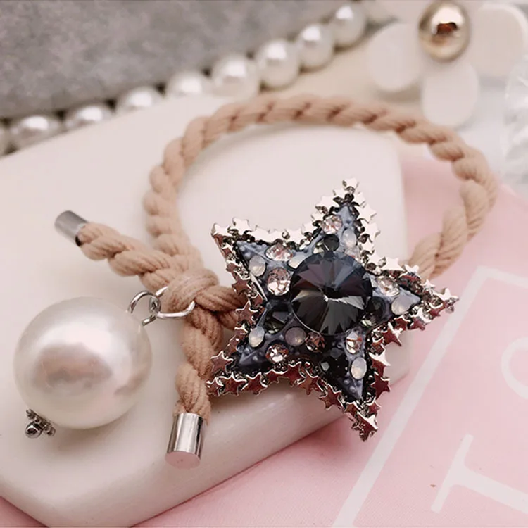 Бесплатная доставка Стразы женские резинки для волос со звездами элегантные