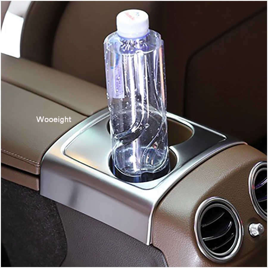 Wooeight Matte Armrest Box Rear Water Cup Holder Frame Panel Cover Trim Fit For Mercedes Benz E Class 2016 2017 Interior Decals |