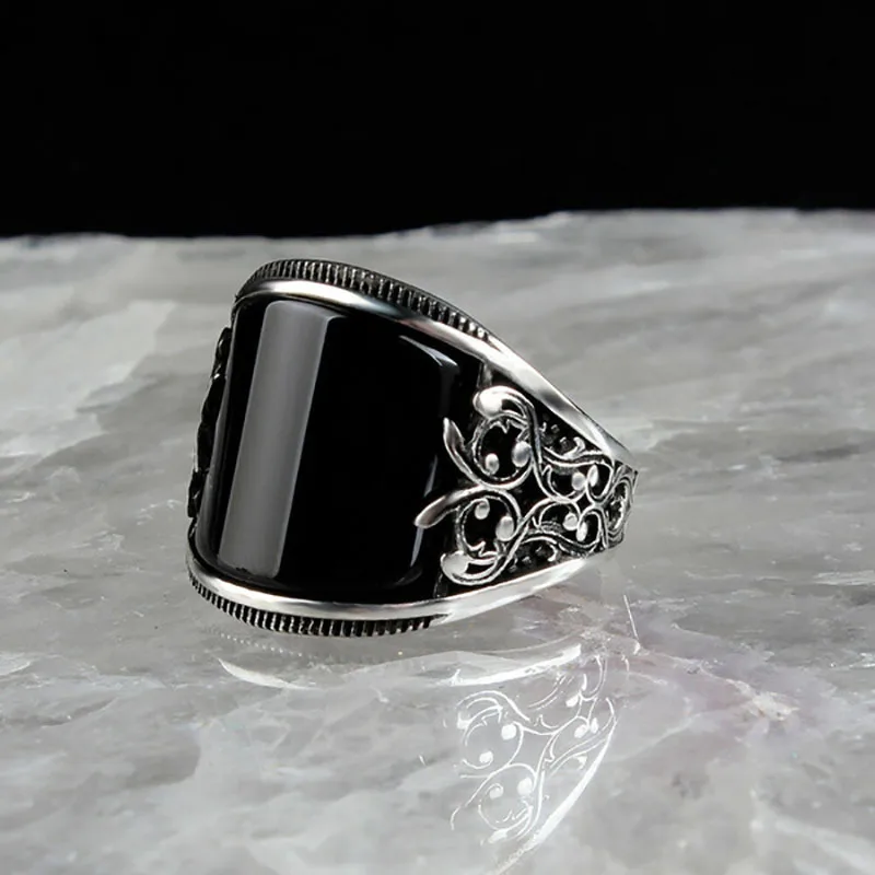 

Fashion black square ring classic simple style unisex ring wedding engagement jewelry