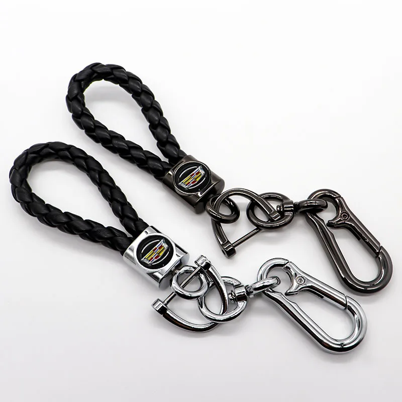 

Braided rope car keychain detachable metal 360 degree rotating horseshoe buckle men's keychain gift suitable for Cadillac-logo