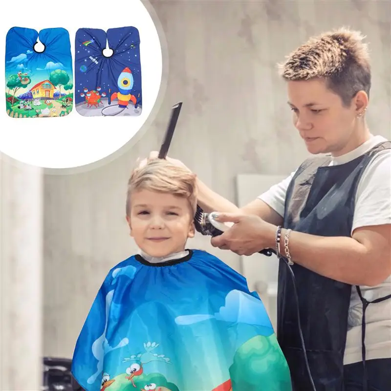

2Pcs Child Hairdressing Capes Professional Salon Home Kids Haircut Capes
