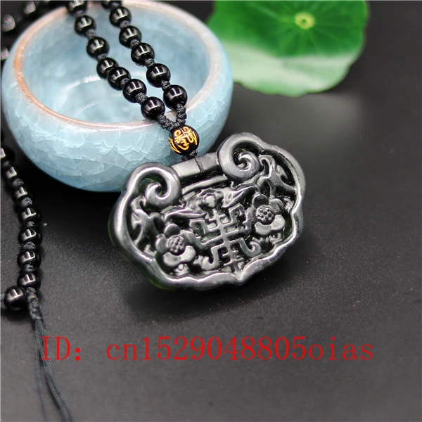 Натуральный черный зеленый китайский нефритовый летучая мышь ожерелье из бисера