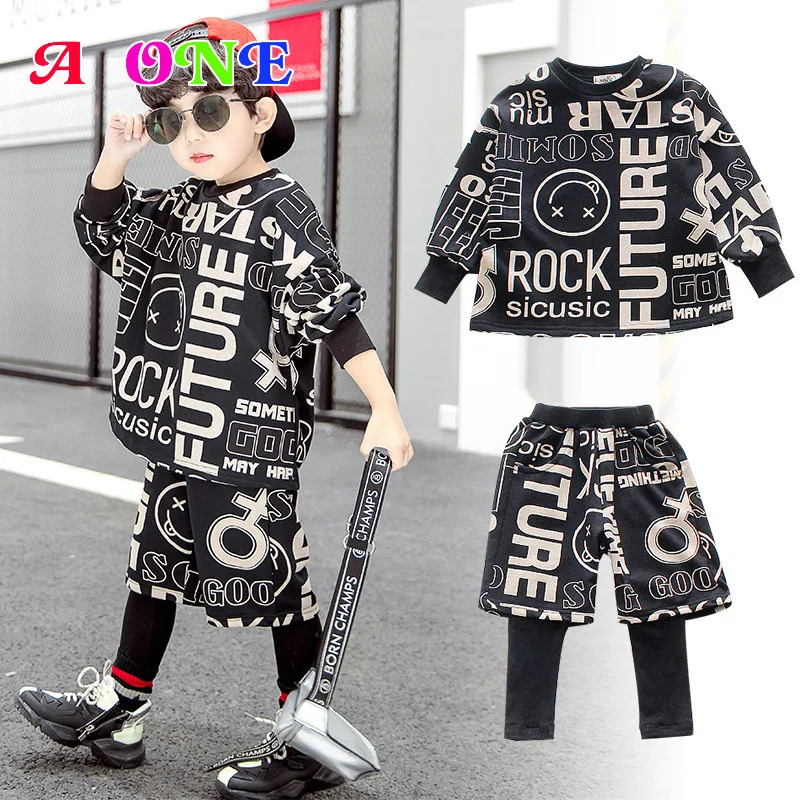 

Spring Autumn boys clothing toddler outfits kids clothes Sweater +pants 2 pcs fashion letter jogger set 2T -10T Yrs