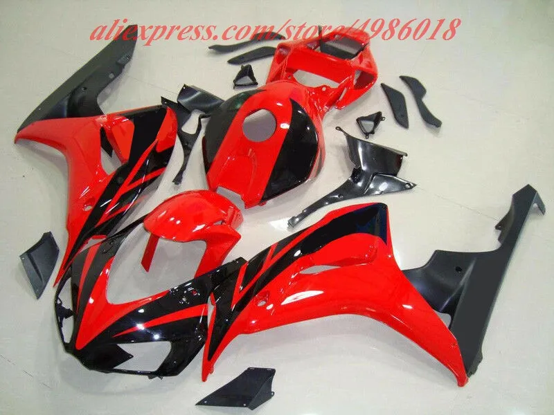 

4 подарка, Новый мотоциклетный комплект из АБС-пластика для Honda CBR1000RR 06 07 2006 2007, комплект кузова красного и черного цвета
