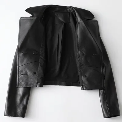 Chaqueta de cuero de oveja Real de moda para mujer, nuevo