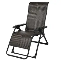 Patio Rattan Zero Gravity Lounge Chair Folding Recliner Adjustable W/Headrest
