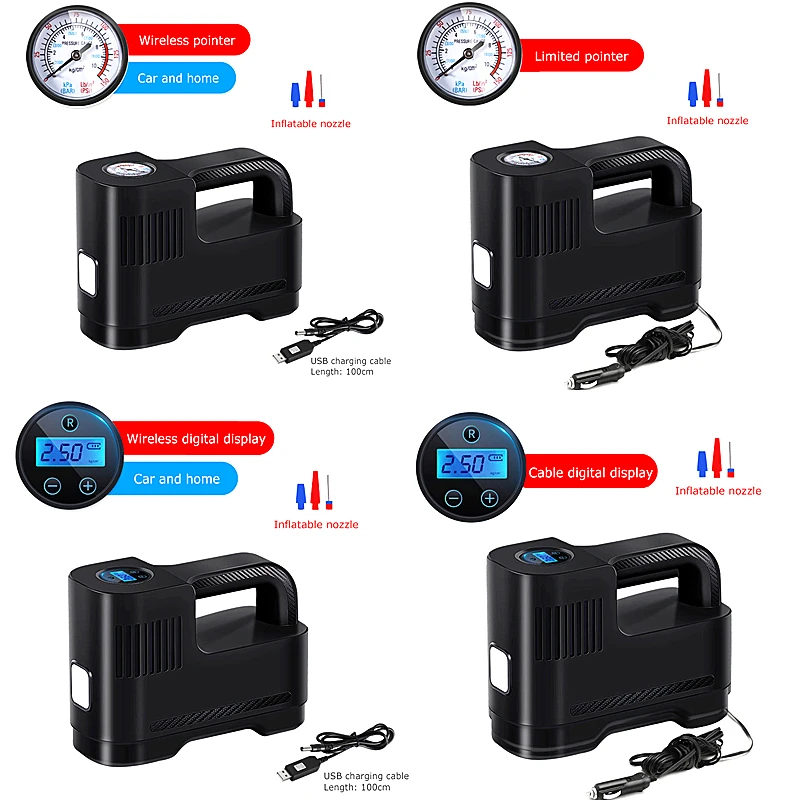 Comprar Compresor De Aire Portátil Para Coche Y Motocicleta, Bomba De Aire De 150 PSI Digital, 12V De CC, Inflador De Neumáticos Con Luz LED