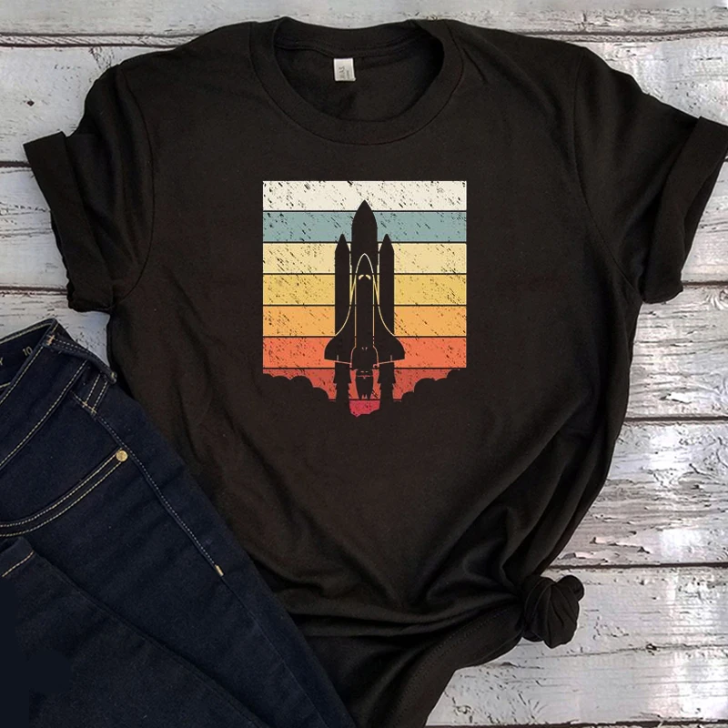 

Rocket Space Graphic T Shirts Retro Oversized New Arrival 2021 Graphic T Shirts Streetwear Summer Casual Mens Clothing Cute