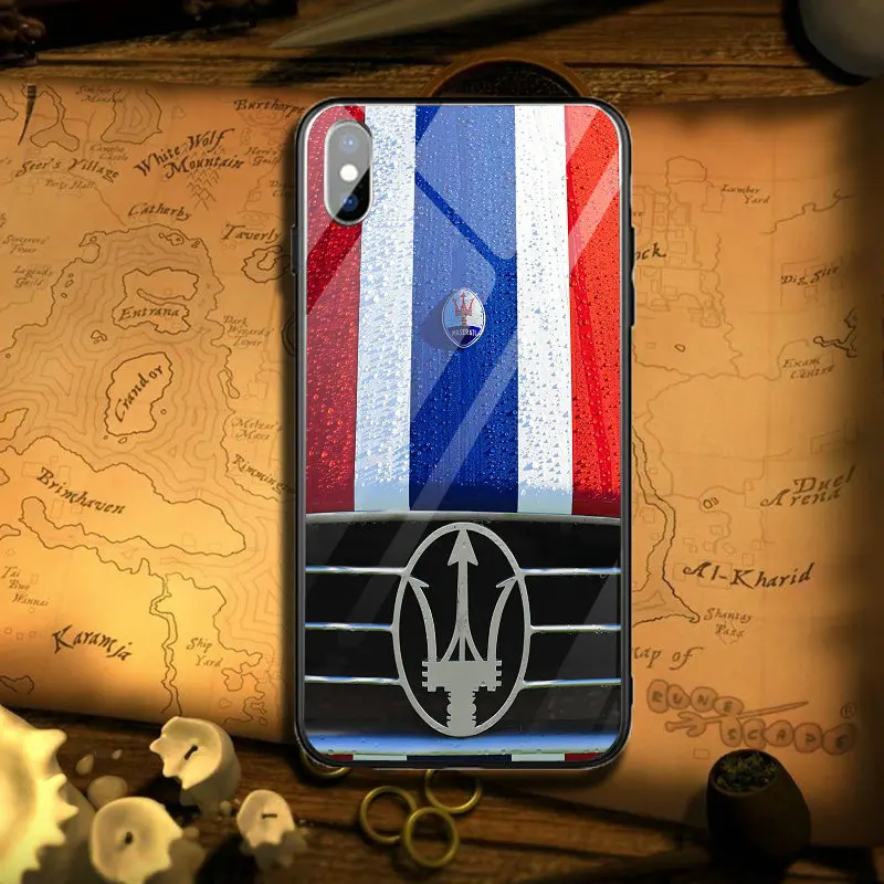Image 10 Популярные Чехлы Maserati с логотипом автомобиля из закаленного стекла для iPhone 5 5S SE 6 6s Plus 7 8 Plus X XR XS Max Capa Coque Funda - Цвет: Image 10