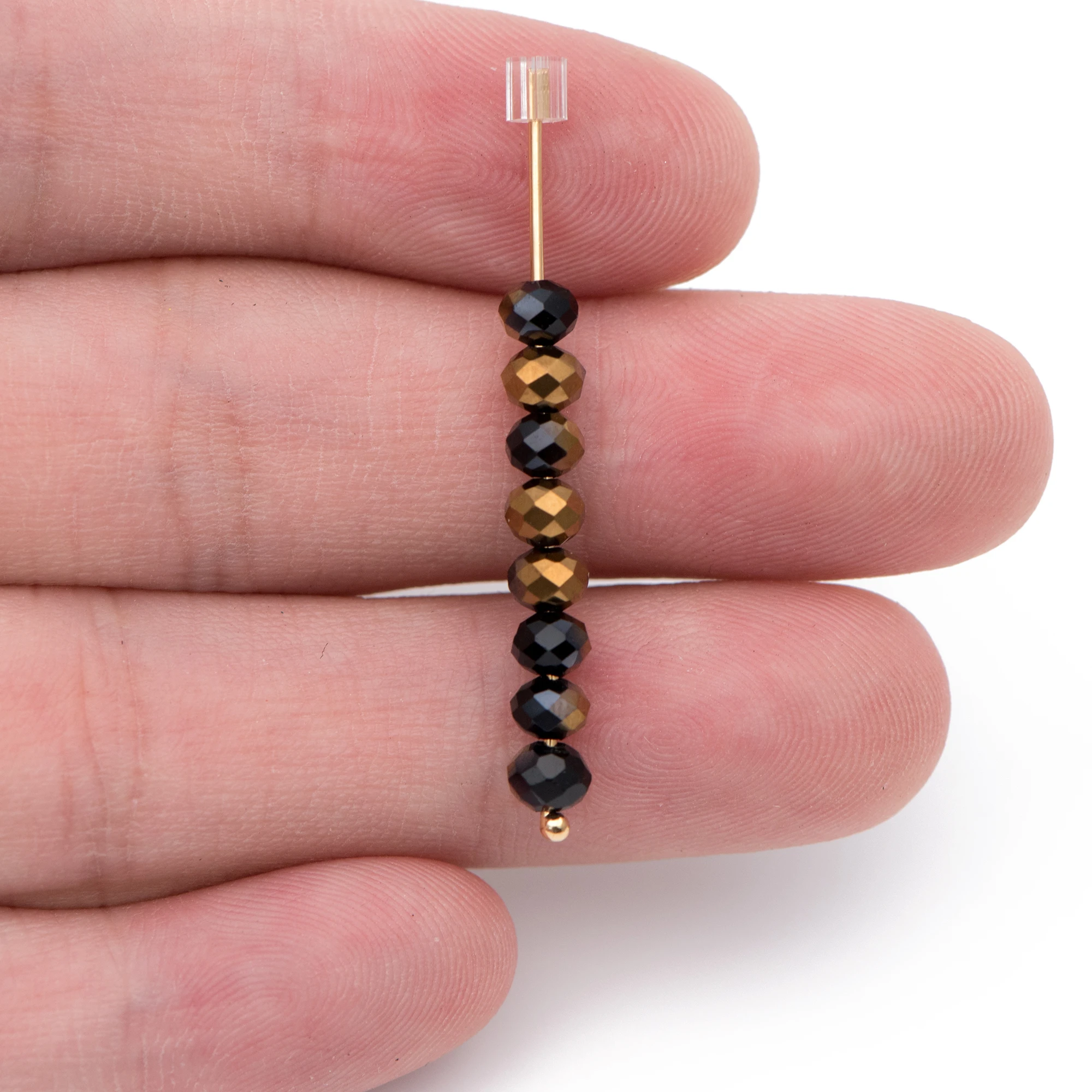 Граненые бусины из хрустального стекла Rondelle черная медь 3x4 мм (BZ04-43) / 145 шт. |