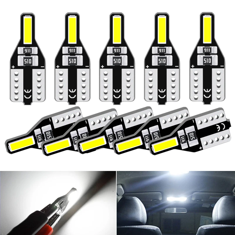 Упаковка из T10 W5W Led Canbus Светодиодные лампочки WY5W 168 194 белый 12V ошибок интерьера