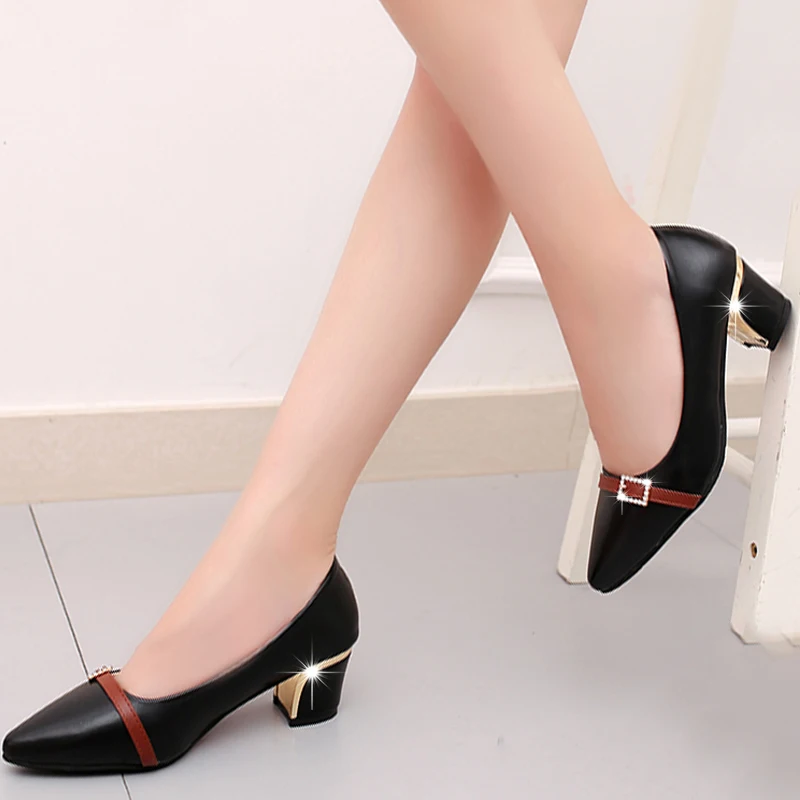 Туфли-лодочки женские офисные на высоком каблуке Простые Вечерние туфли с острым