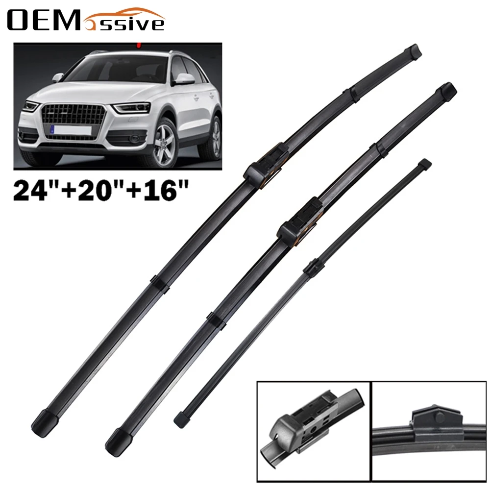 24&quot20&quot16&quot 3Pcs Front Rear Windshield Windscreen Wiper Blades Set For Audi Q3 A4 B8 2011 2012 2013 2014 2015 2016 | Автомобили