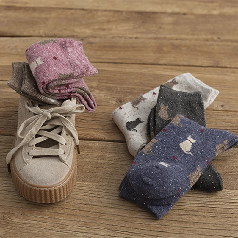 

Johnature Winter New Japanese Jacquard Cotton Women Socks 2021 Casual All Match Warm Thicken 5 Pairs/lot Socks