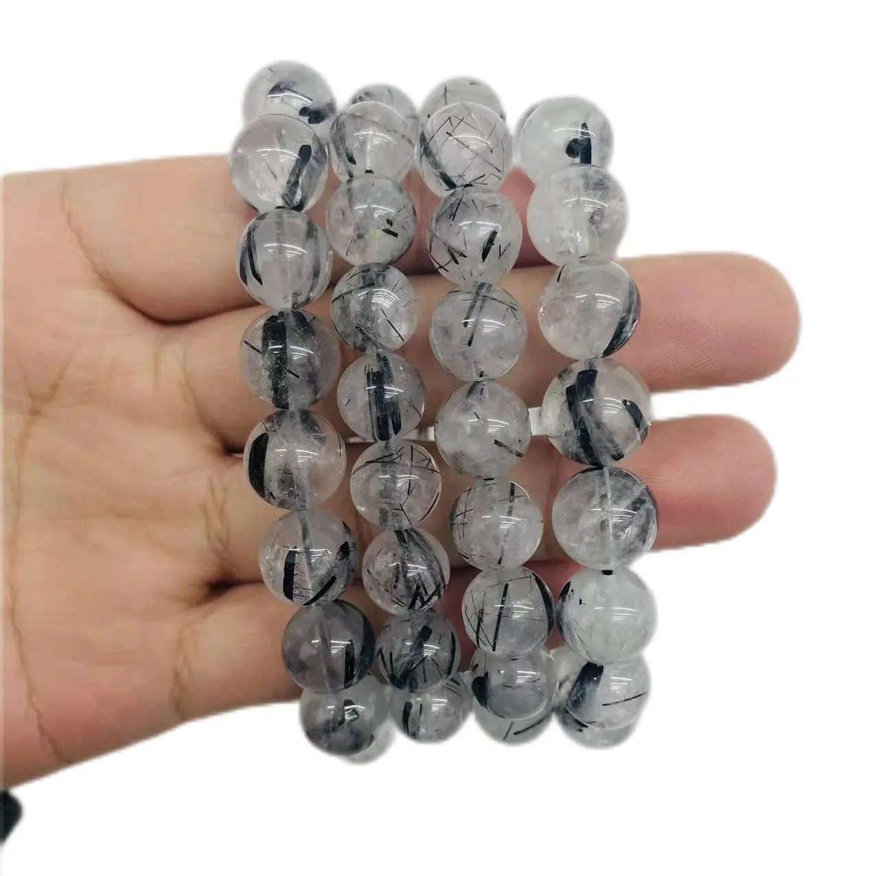 Натуральный черный рутилированный кварцевый браслет 10-12 мм, браслет с круглыми бусинами, подарок, защита и эмоциональный баланс, женское ювелирное изделие для подарка