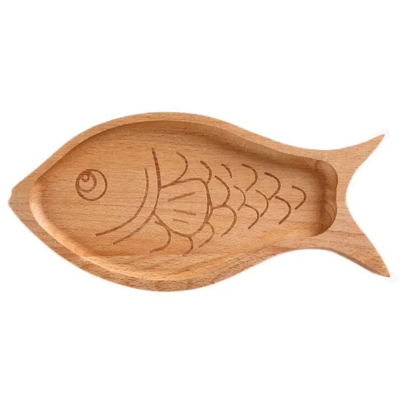 Fish Детская деревянная тарелка для еды, поднос, тарелка с натуральным милым рисунком, посуда ручной работы, животное, натуральный инструмент - Цвет: Fish