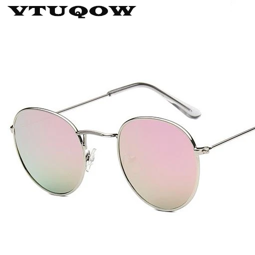 Silver F Pink Роскошные винтажные Круглые Солнцезащитные очки женские брендовые дизайнерские женские солнцезащитные очки для женщин женские солнцезащитные очки с зеркальными стеклами лучей - Цвет линз: Silver F Pink