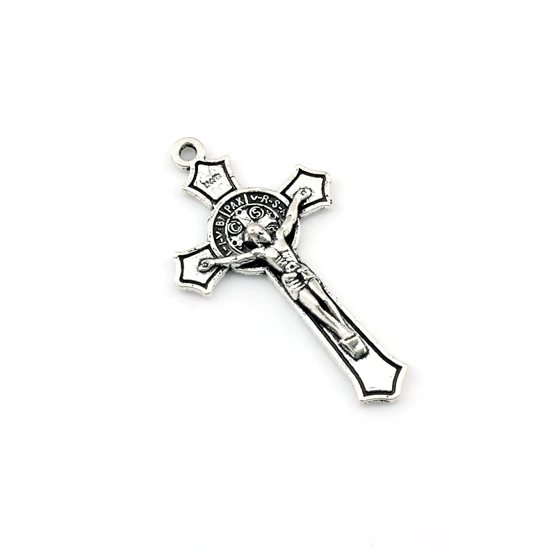100Pcs Saint Benedict Medal Jesus Christ Cross Alloy Charm Pendants For Jewelry Making Earrings Necklace DIY Accessories