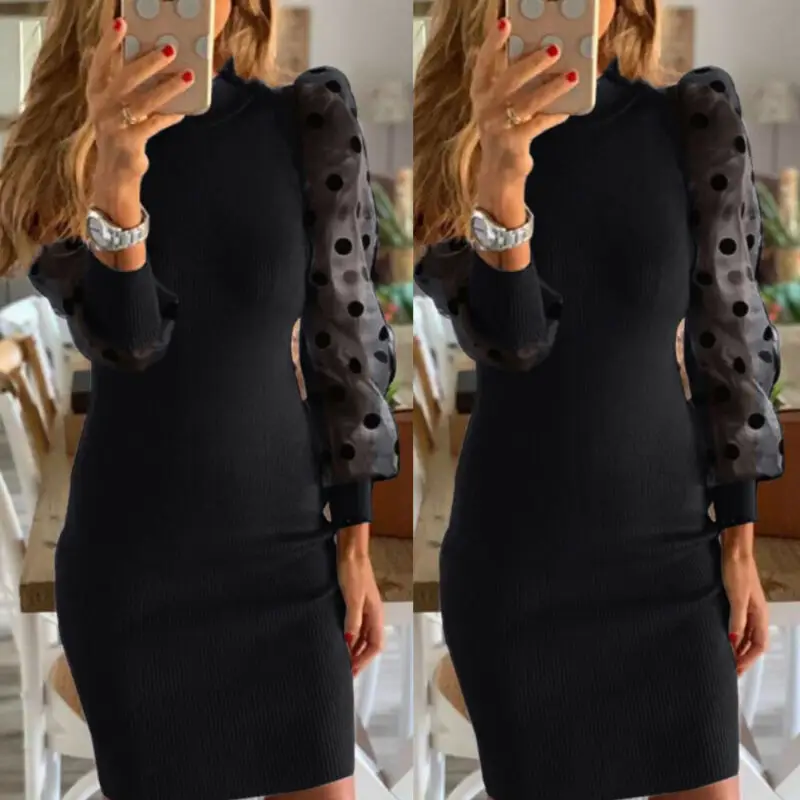 Сексуальное Сетчатое трикотажное платье Hirigin в стиле пэчворк женские облегающие