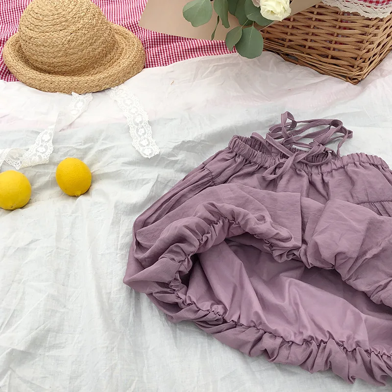 Милое платье принцессы в Корейском стиле с фонариками для девочек Однотонные