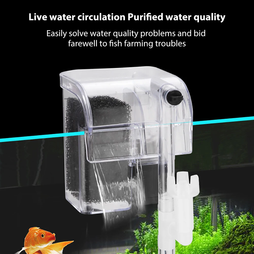 

3in1 Aquarium Water External Filter Small Fish Tank Waterfall Filter Hanging Cylinder Filter External US/EU Plug Hot Sale