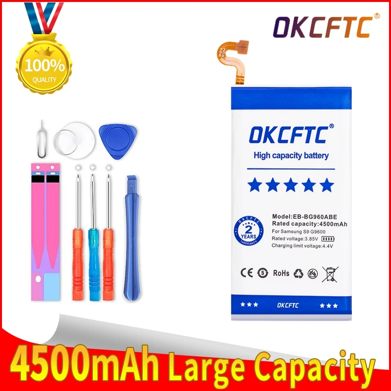 

EB-BG960ABE OKCFTC Original Replacement Phone Battery For Galaxy S9 G9600 SM-G960F SM-G960 G960F G960 Phone Battery 4500mAh