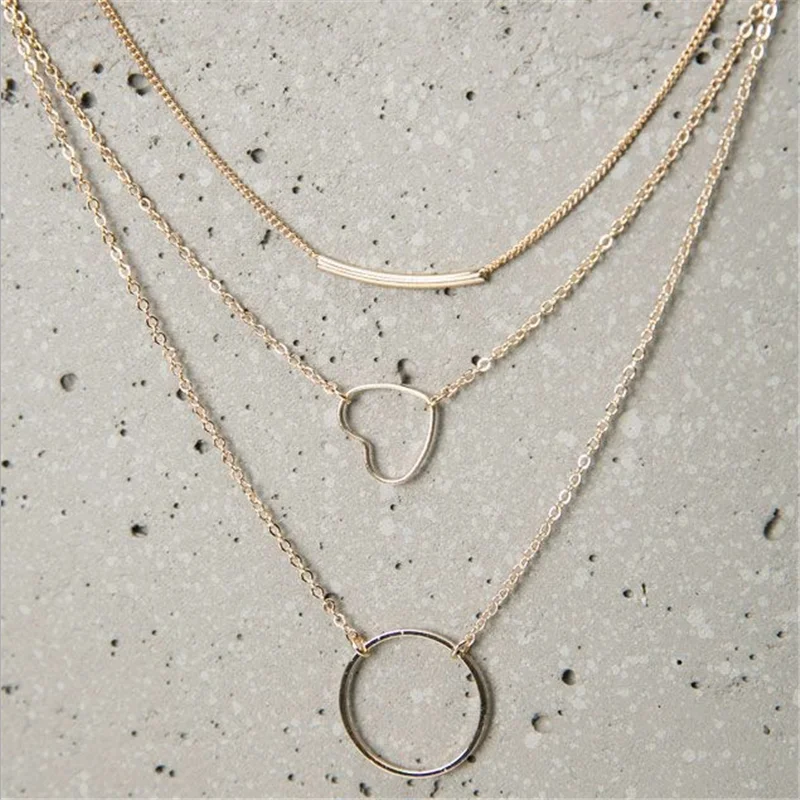 

Creative Temperament Multilayer Heart Shape Pendant Necklace