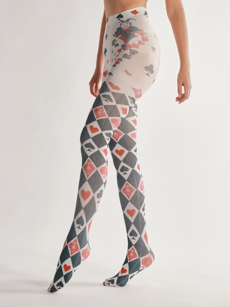 Игральные карты цифровой колготки с принтом Хэллоуин чулки для школы женщин