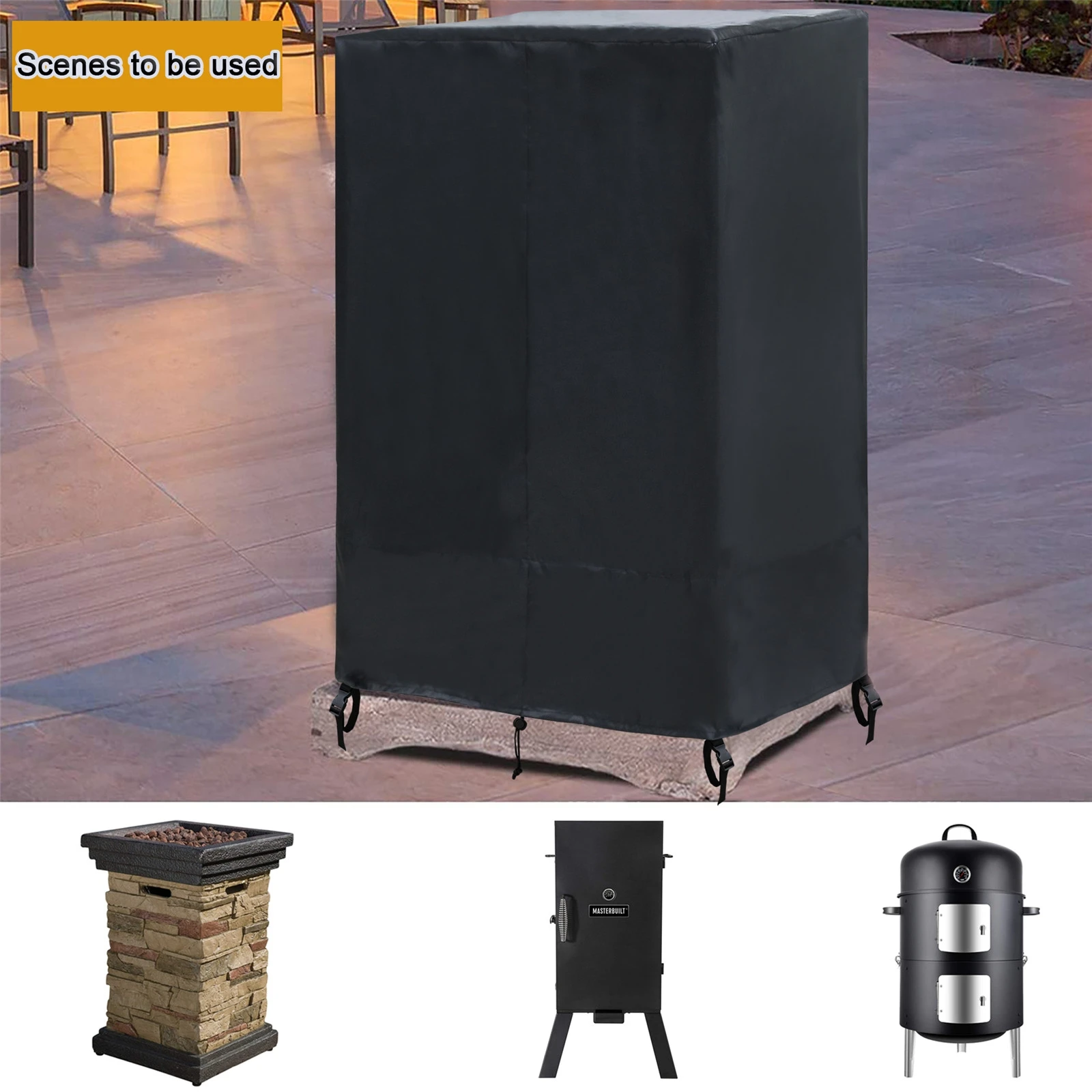 Cubierta de rejilla para le&ntilde;a a prueba de polvo y humedad, cubierta de limpieza impermeable para jard&iacute;n, lluvia y nieve, 55x55x89cm-3