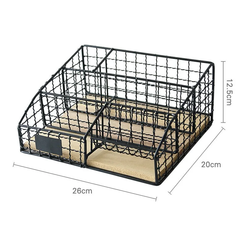 

Desktop Storage Basket Remote Control Storage Box Wrought Iron Multi-Layer Office Supplies Storage Rack