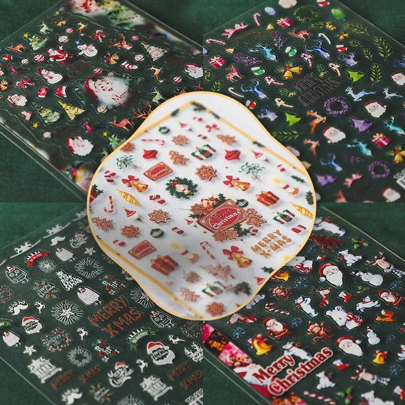 

9 styles Christmas Nails Stickers Deer Snowflake Star Elk Cartoon Sliders Red Colorful Bells Tree Nail Art Decorations Decals