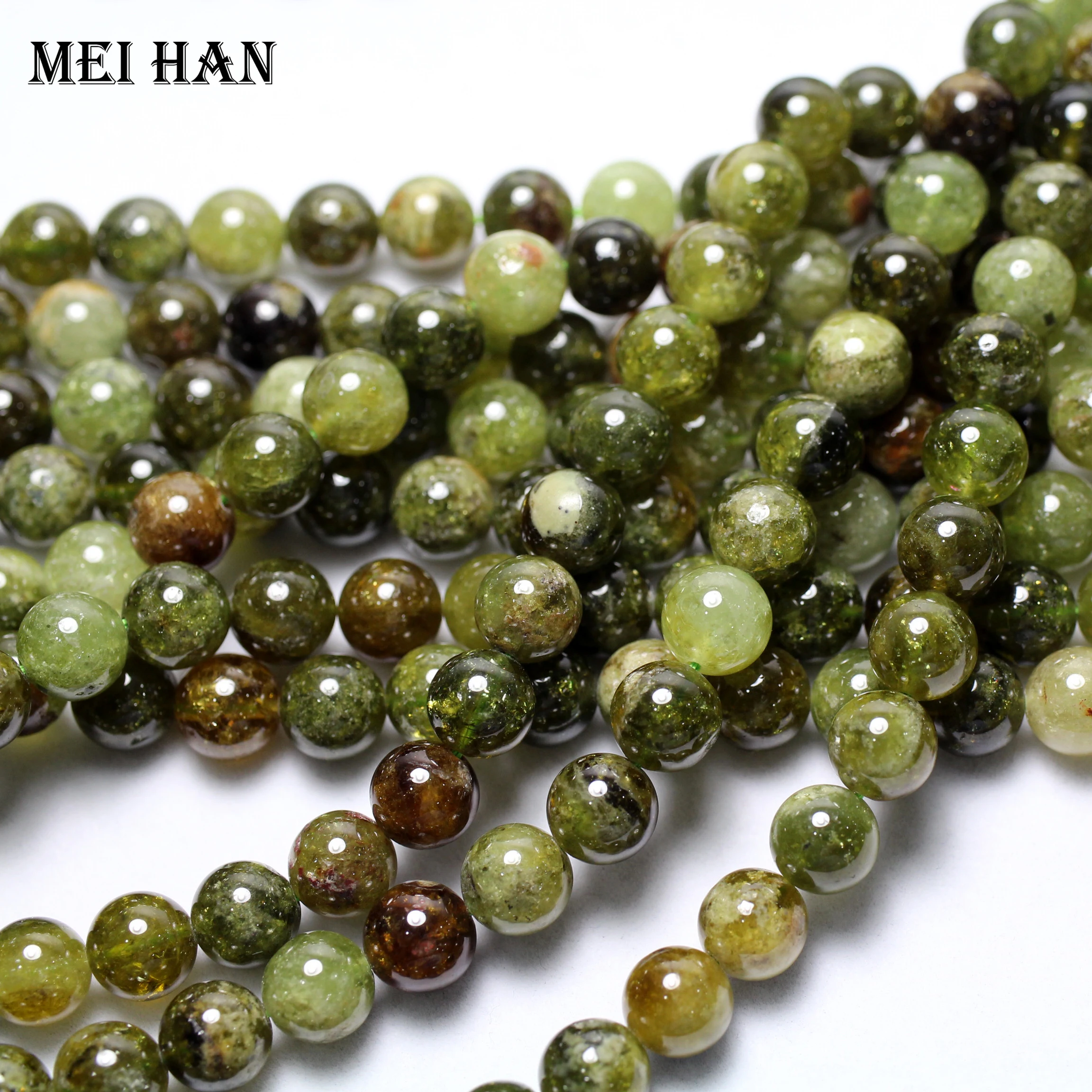 Meihan оптовые натуральные (approx38beads/набор) 10 мм зеленый Гарнетт гладкие круглые