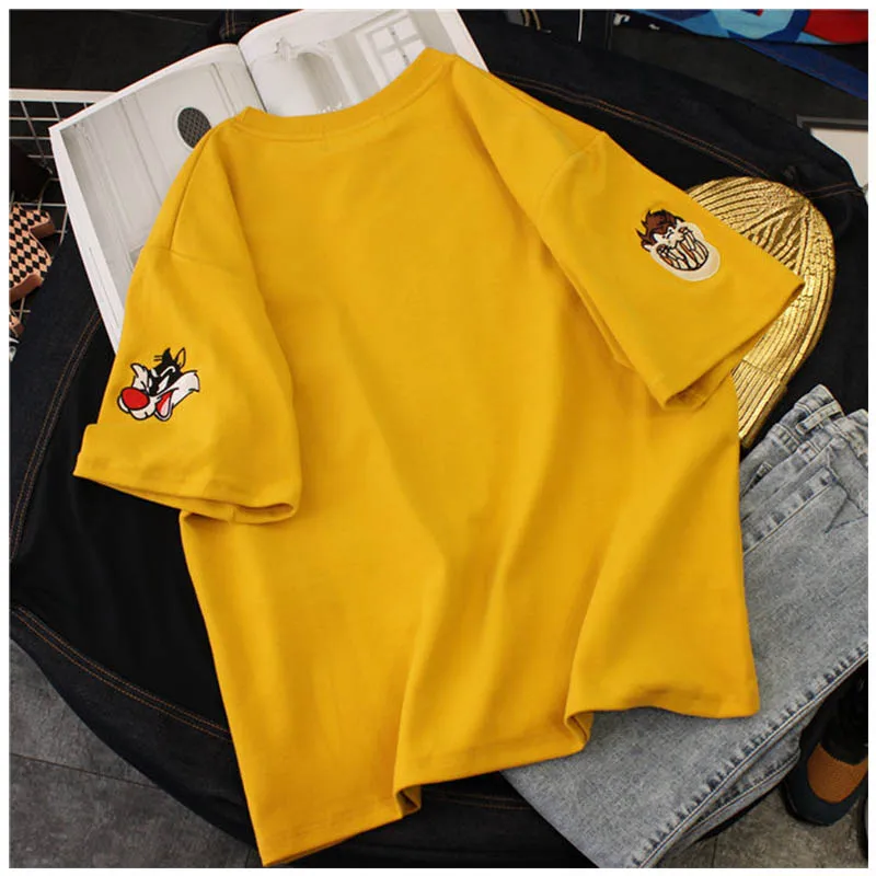 Летняя новая женская модная футболка в стиле Харадзюку Корейская версия