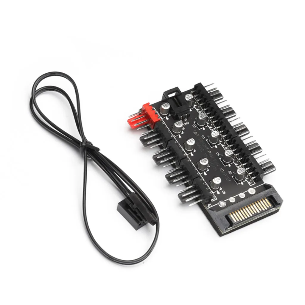 

Small 4pin Fan Hub PWM Temp Control Speed Regulation Molex 4p/SATA Interface Power Supply Motherboard Controller Adapter